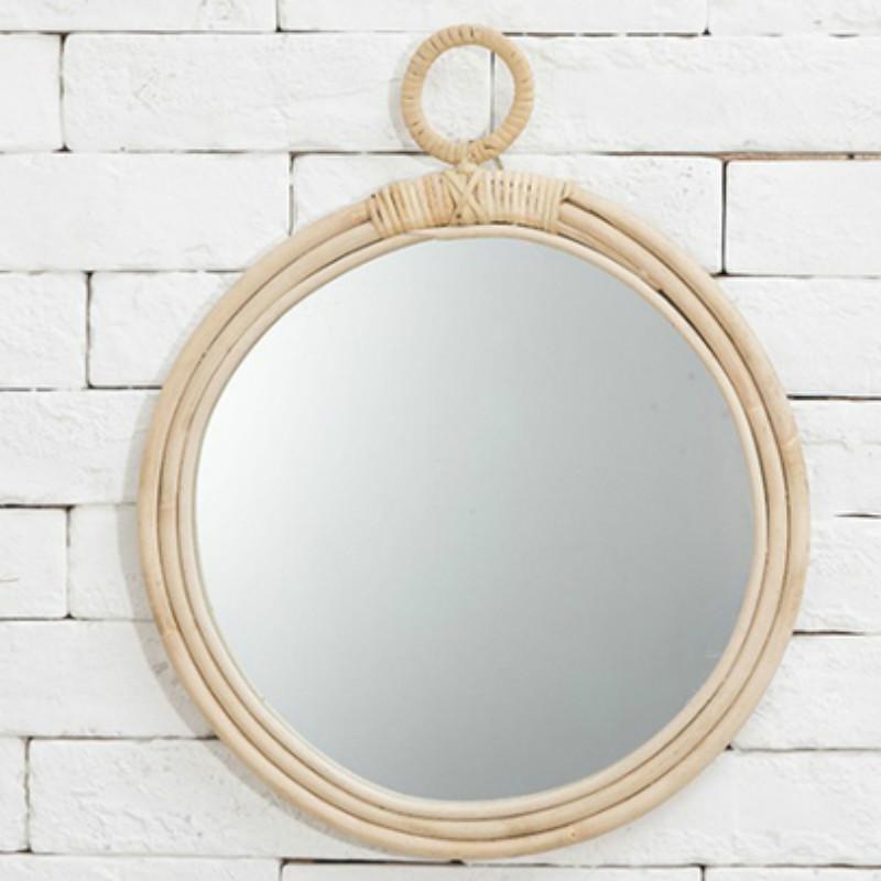 

Creative Japanese style homestay wall rattan decorative mirror vanity makeup mirror art decoration wall hanging LX108041