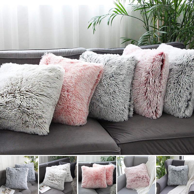 

45×45cm Soft Plush Fluffy Soft Cushion Cover Decorative Pillow Throw Solid Color Cases Luxury Home Sofa Decor Living Room Pillow Case