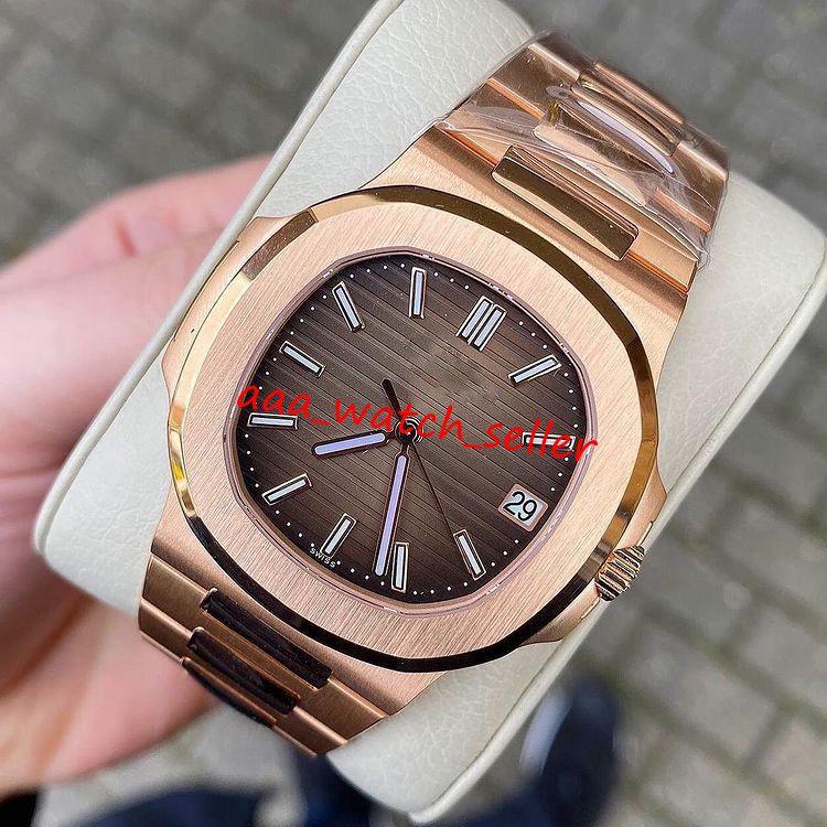 

U1 Factory 40mm mens luxury watches 5711R 5711 mechanical automatic movement Transparent backcase sapphire crystal sport wristwatches, Rose gold+brown dial