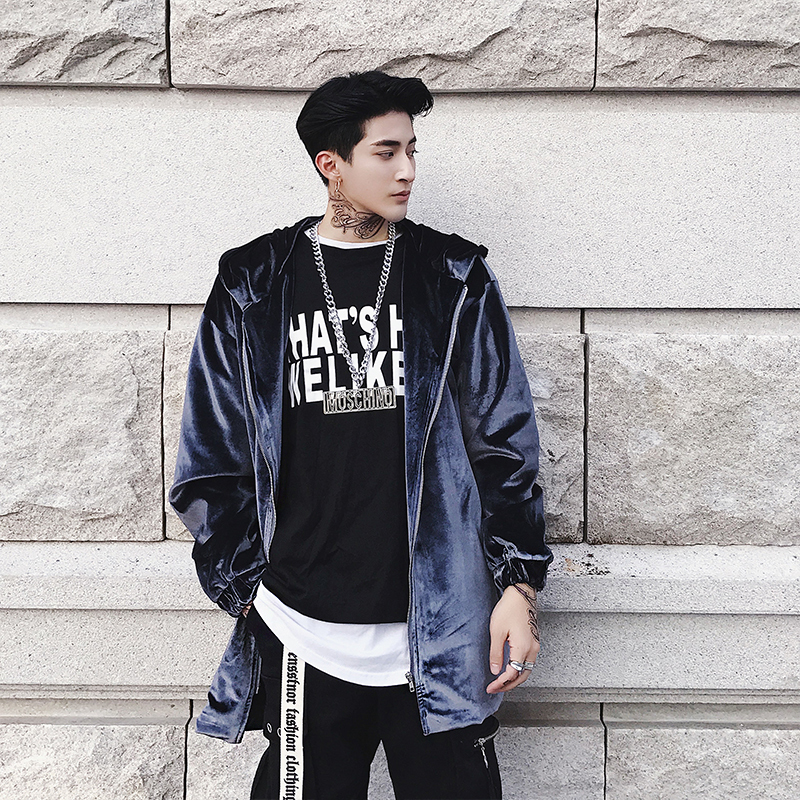 

2021 New Hip Hop Men's Long Warm Coat U.s. Size -xxxl YIQN, Grey