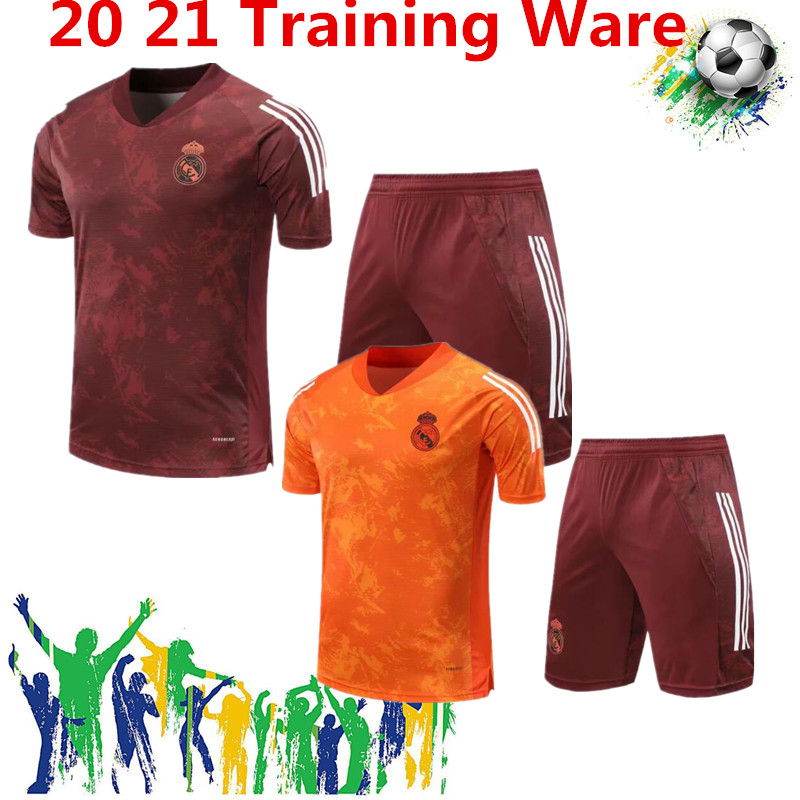 

20 21 Real Madrid Orange Training ware Hazard soccer jersey 2020 2021 real madrid jerseys BENZEMA SERGIO RAMOS KROOS football tracksuit