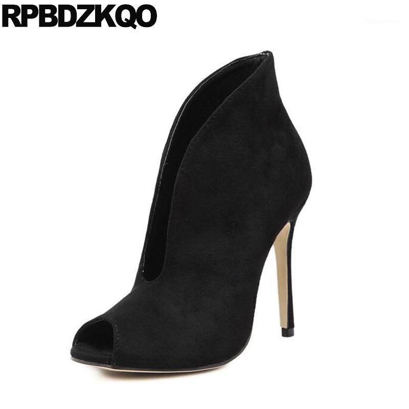 

sandals sexy fetish high heel booties suede ankle extreme designer shoes women luxury 2020 fashion boots black peep toe stiletto1