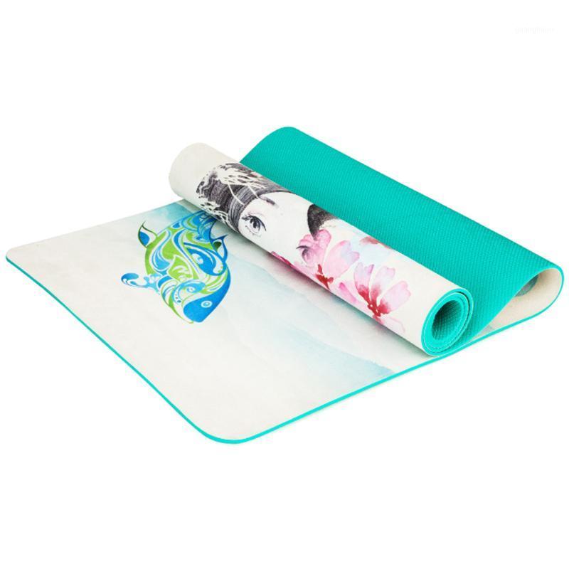 

Yoga Mat Non-Slip Printed Sport Pad Odorless for Fitness Pilates Exercise Women Men EDF881, Red