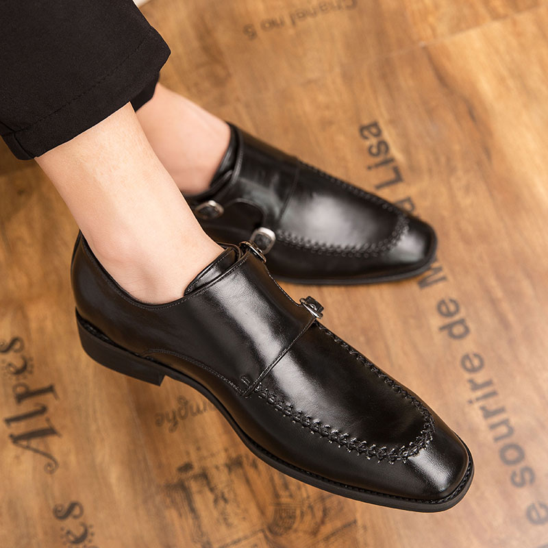 

Men's Formal Shoes Square Head Social Shoe Male Fashion Leather Shoes Men Business Dress Elegant Oxford Black Brown