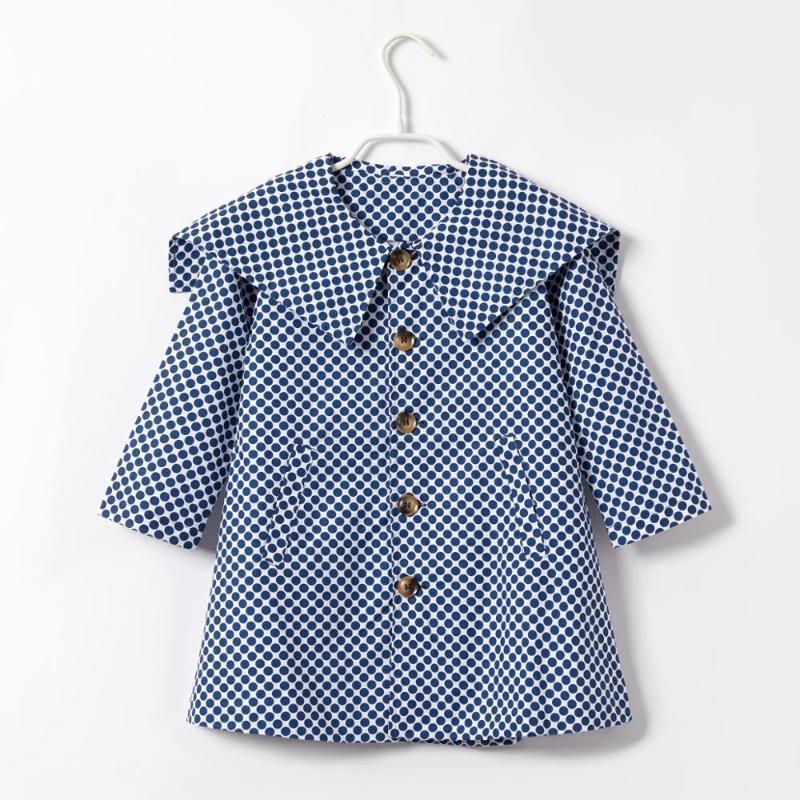 

Toddler Girl Polka dots Vintage Doll Collar Wind Coat1, Blue