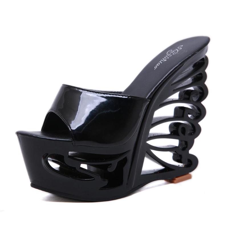 

Women's shoes Sexy PU Strange Style Platform Sandals High Heels Party Shoes US size 4-12 No.1076-11, Black