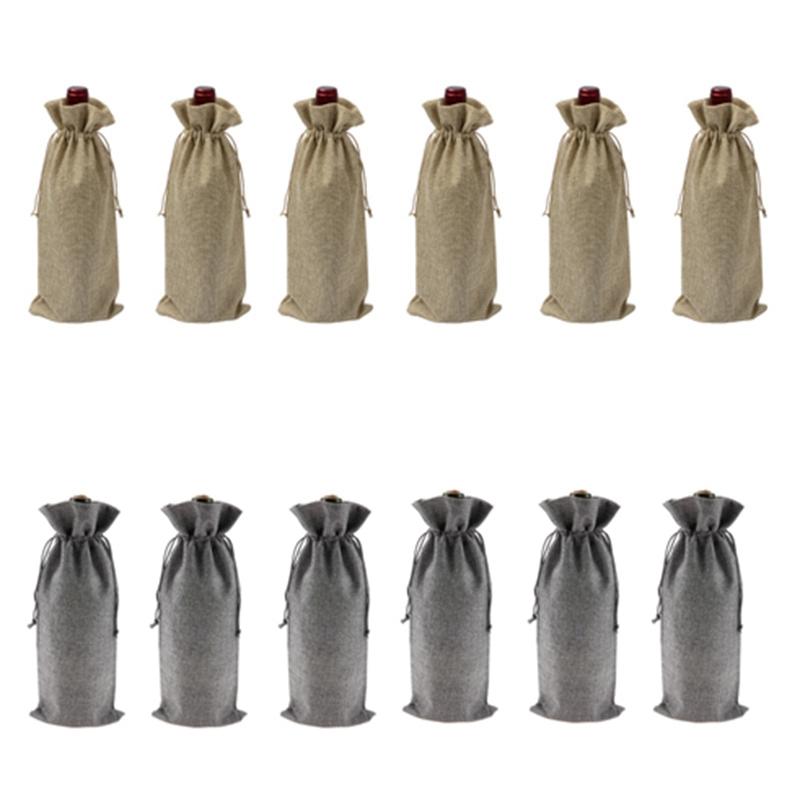 

12Pcs Durable Wine Bags Burlap Red Wine Bottle Gl Bag Travel Pouch Gift Weddings Party Reusable Weddings Packaging Bag