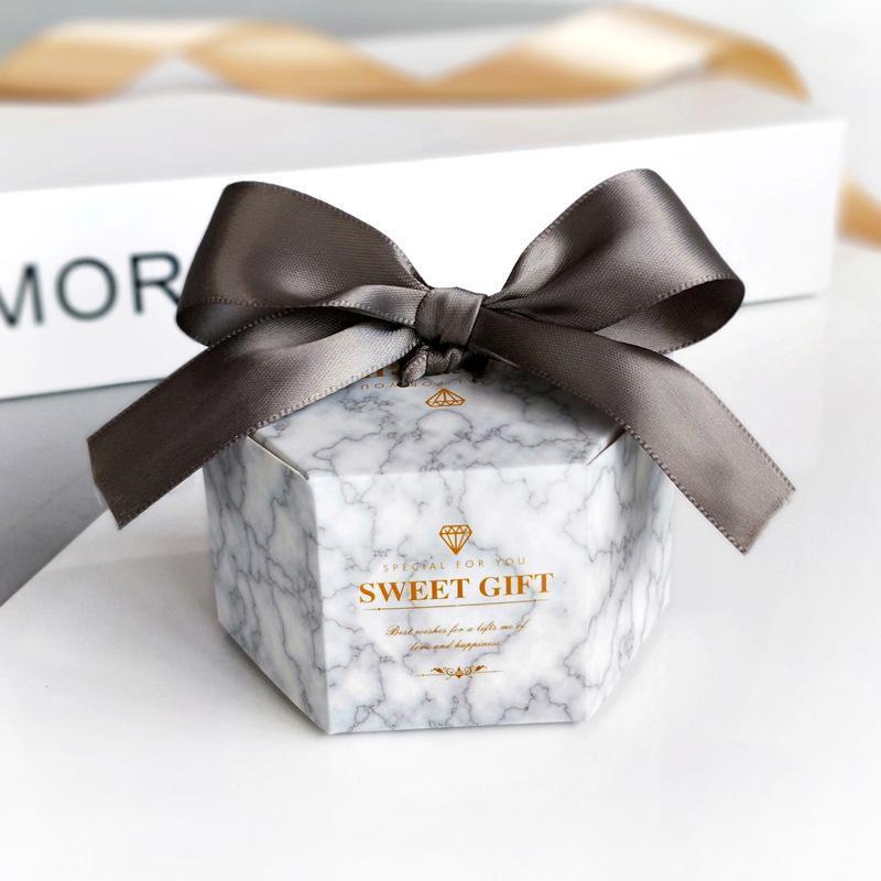 

Silver Marble Hexagon Style Candy Box Wedding Favors and Gifts Boxes Baby Shower Paper Gift Boxes for guests Party Supplies1