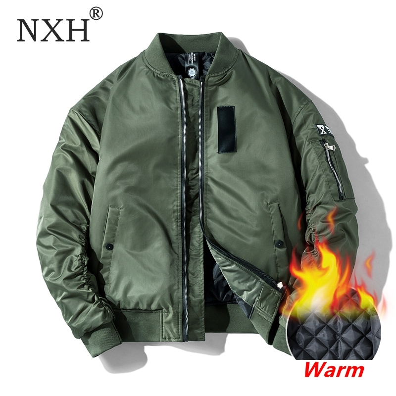 

NXH Classic Ma1 Bomber jacket Men Plus size Flight Pilot Baseball jackets Male Military Coat Couple Streetwear veste homme 201124, Black thin