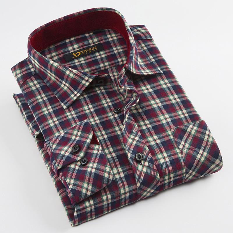 

Men's Thick Brushed Plaid Checked Shirt Single Patch Pocket Regular-fit Long Sleeve Soft Warm Casual Colorful Work Shirts, Mg350