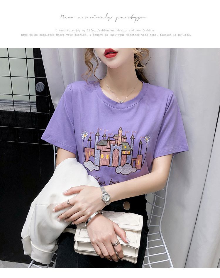 

Popular Women's t Shirt Summer Cotton Material O- Neck Tops Clothing Lq802y 9gr0