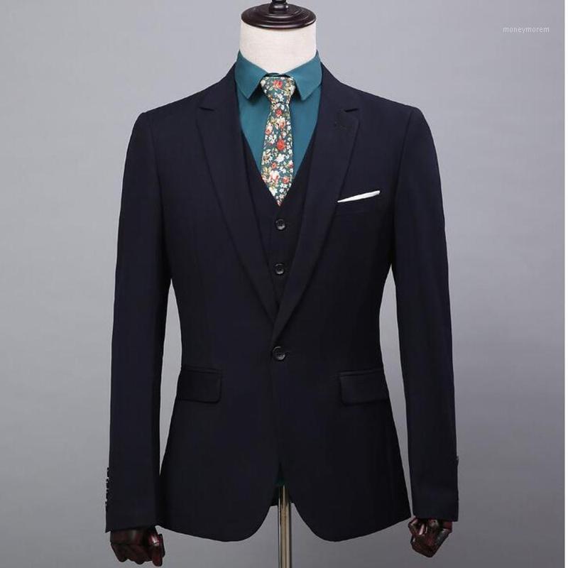 

New Two Pieces Vest Pants Suit for Men British Business Suit 2020 Autumn Fashion Solid Color Classic Terno Masculino Slim1, Black