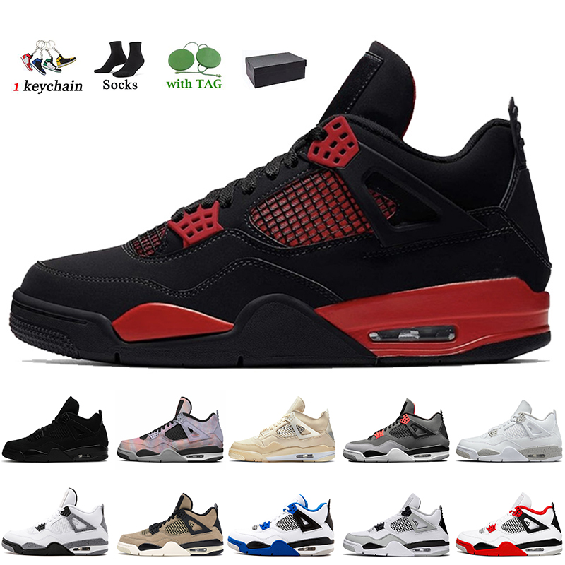 

Red Thunder 4s Mens Basketball Shoes With Socks Jumpman 4 Women Men Designer Sneakers University Blue Zen Master Infrared Black Cat Cactus Jack Women Trainers Sports, C11 red thunder 40-47