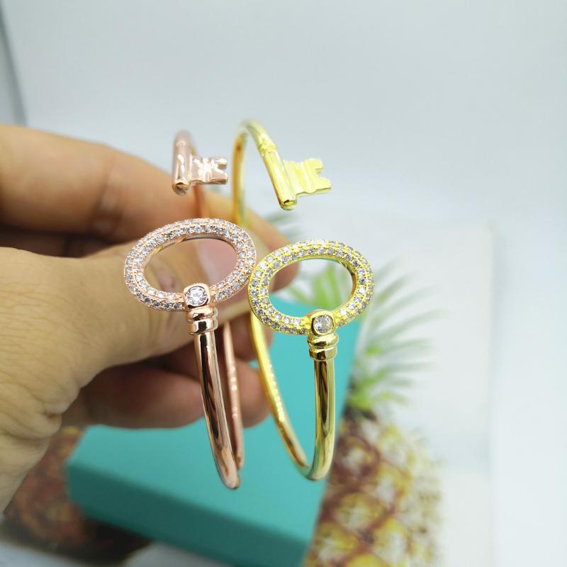 

Wired Key Zircon Bangle Bracelets 925silvers beacons classic bangle open for women luxury jewelry Logo original