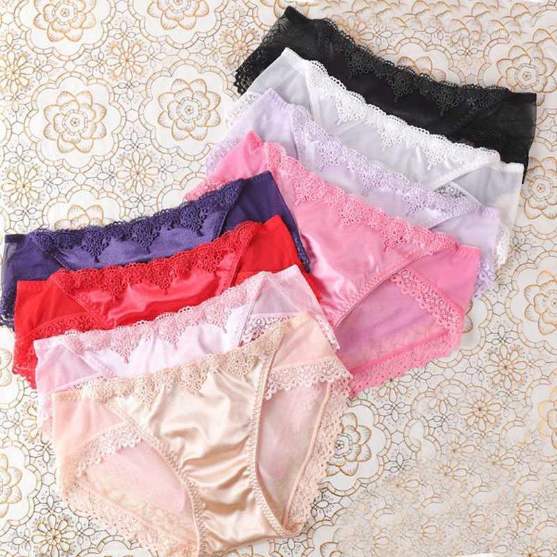 

Low-rise Lace Panties Women Sexy Women Breathable Cotton Briefs Ice Silk Hollow Out Hip-lifting Seamless Lingerie 2020 Underpant1, Dark blue