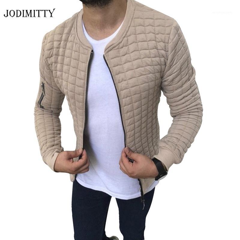

Jodimitty Men's Autumn Pleats Slim Stripe Fit Jacket Zipper Long Sleeve coat cardigan coat sports casual men Hip hop man Jacket1, Khaki
