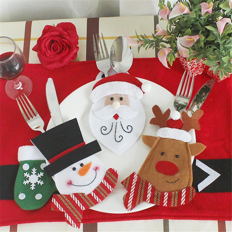 

M.J.D. 1 Pcs Christmas Decorations Silverware Holders Santa Clause Snowman Elk Fork Knife Pockets Dinner Table Home Decoration1