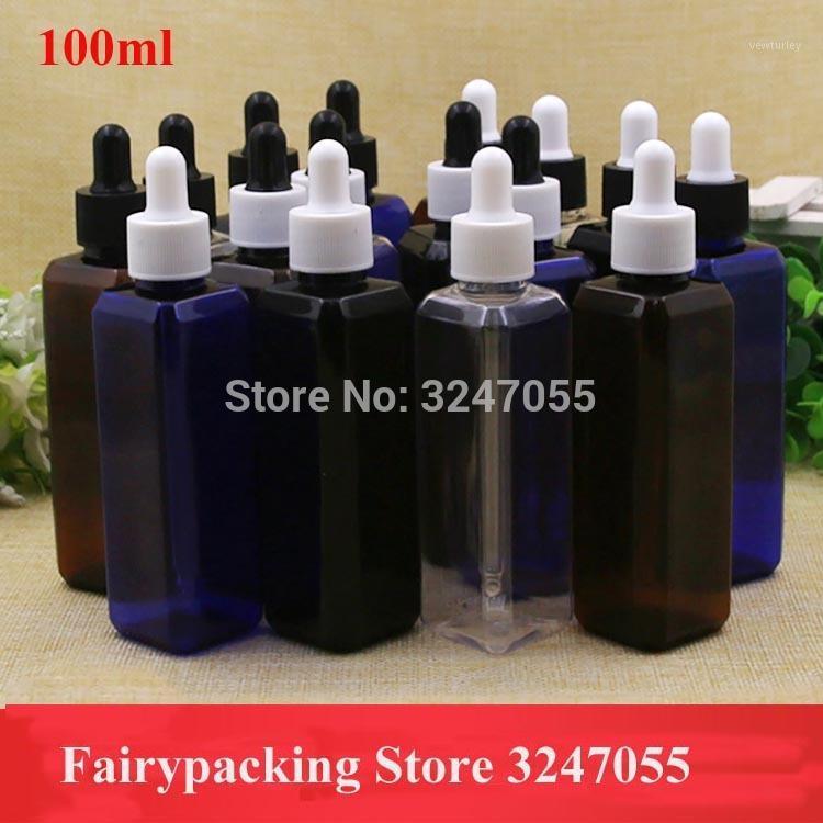 

100ML Blue/Clear/Brown/Black PET Plastic Essential Oil Serum Bottles, Empty Portale Dropper Perfume Package,Reagent Pipette Tube1