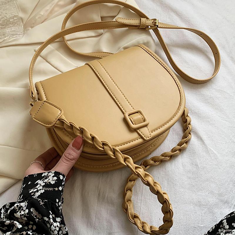 

Twist Shoulder strap Ladies Retro Female Handbag Niche Design Women Crossbody Bag 2021 Trend Solid Color Shoulder Bag, Black