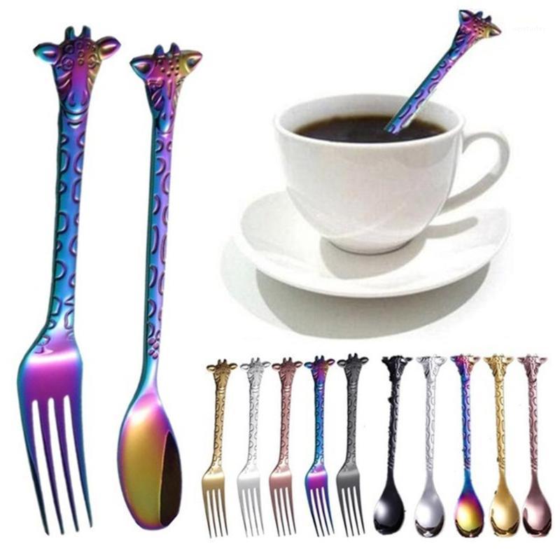 

Stainless Steel Cartoon Giraffe Cake Dessert Ice Cream Spoon Salad Fork Cutlery1