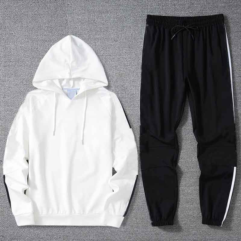 

Fashion Mens Tracksuit 20AW Top Running Training Suit Fashion Stylist Mens Clothing Casual Style Sport Set Long Sleeve 2 Colors S-4XL, White