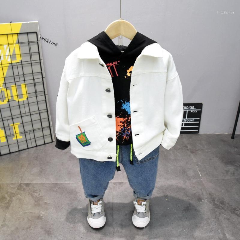 

Spring Boys Clothing Sets Autumn Casual Boys Cute coat + hoodie + jeans 3PCS Sport Suits Kids Clothes sets for 2-7 years1, White 3pcs sets