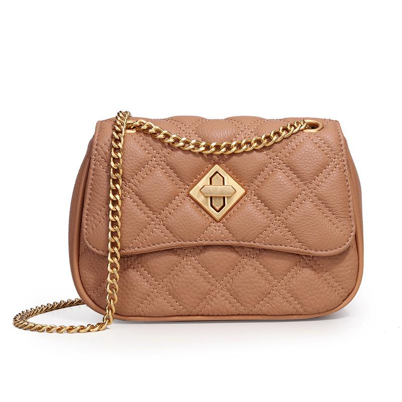 

Small Bag Female 2021 Fashion Rhombus Chain Bag New Leather Handbag Messenger Shoulder, Dark gray