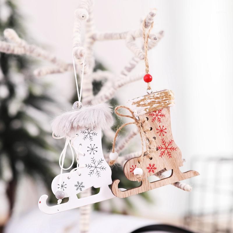 

Christmas Decorations Painted Wooden Printed Skates Rope Small Pendant 2019 New Arrivals Best Selling Dropshipping1