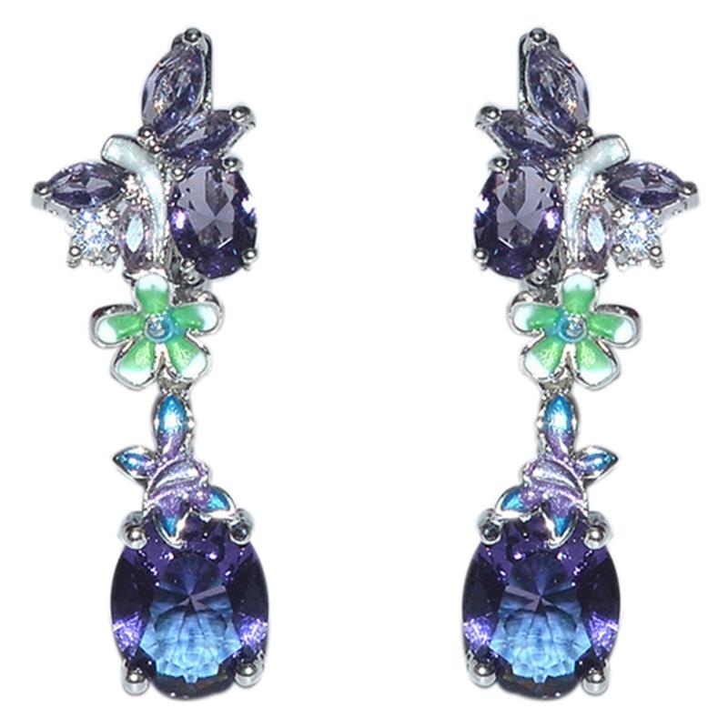 

Women's Earrings Purple Butterfly Earrings Cubic Zirconia