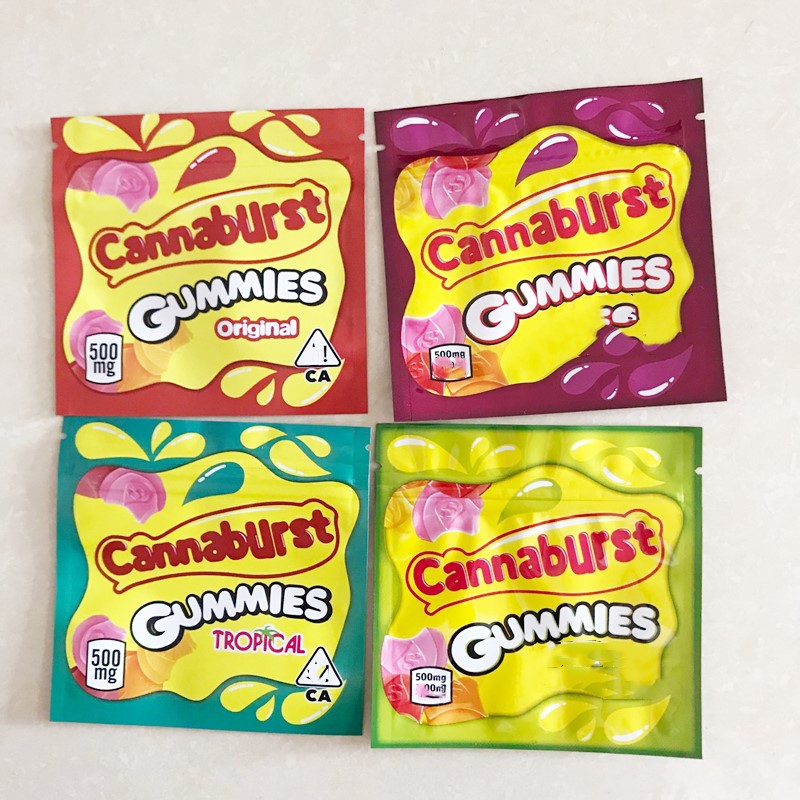 

6 types 500mg Cannaburst edible packaging bag Airheads gummmies package smell proof bags Sour edibles empty mylar baggies