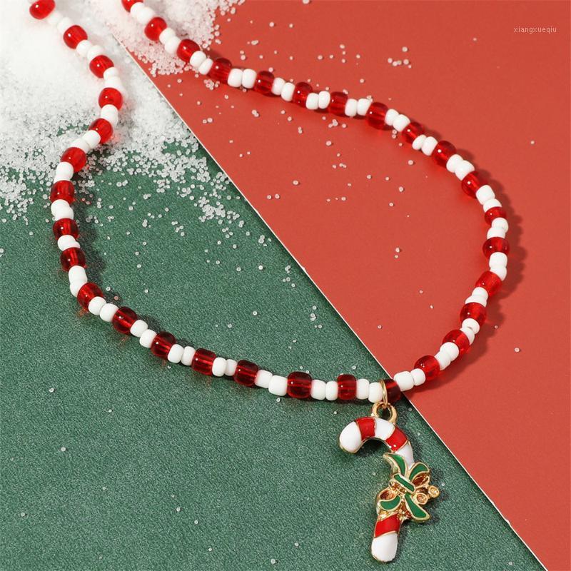 

Pendant Necklaces Fashion Boho Handmade Beaded Clavicle Chain Christmas Ethnic Red Rice Bead Cane Choker Necklace For Women Vintage Collar J, Silver
