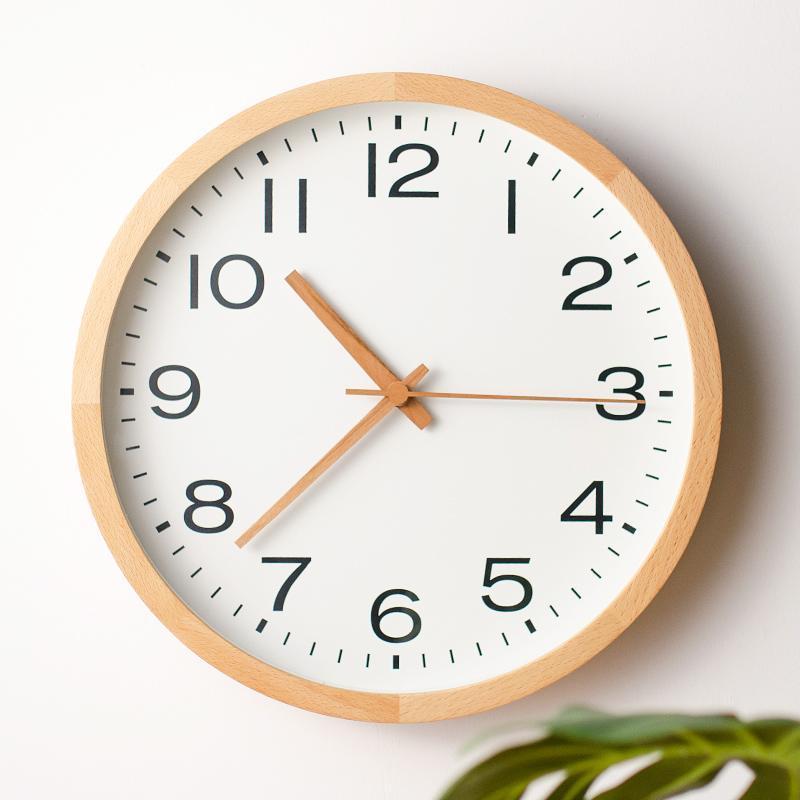 

Minimalist Nordic Wall Clock Wooden Silent Round Kitchen Watch Home Living Room White Reloj Cocina Pared Japan Clocks AB50WC1