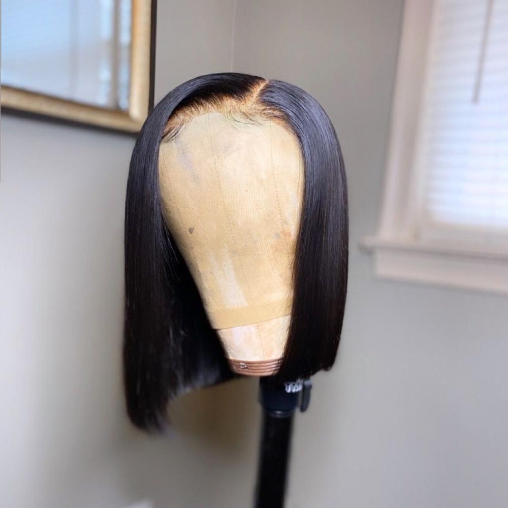 

4x4 Lace Closure Wig Short Bob Wig 150% Lace Front Human Hair Wigs For Women Straight Hair Pre Plucked Remy Brazilian Slove Rosa