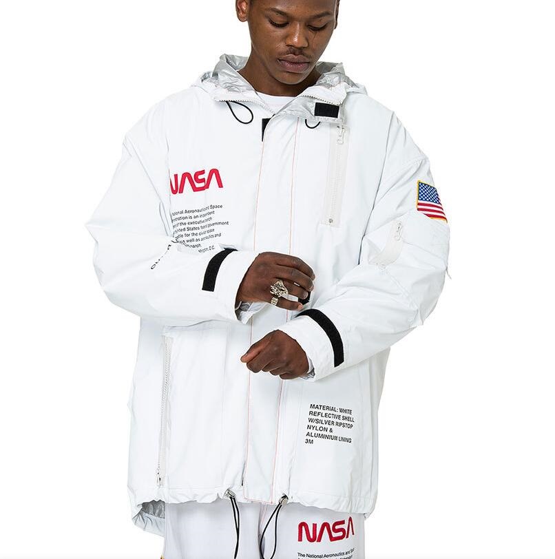 

Men Designer Jacket Clothing mens jackets Windbreaker winter Thick Embroidery letter NASA coats casual Outerwear fashion streetwear womans coat Reflective top, Black