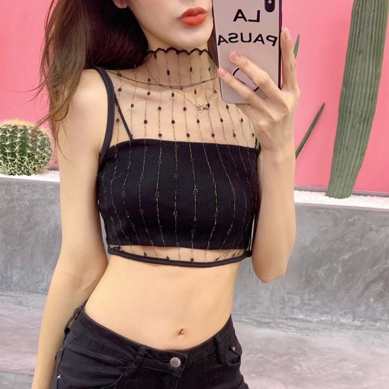 

Summer Slim Render Short Top Sexy Women Sleeveless U Croptops Tank Tops Solid Black White Crop Tops Vest Tube Top