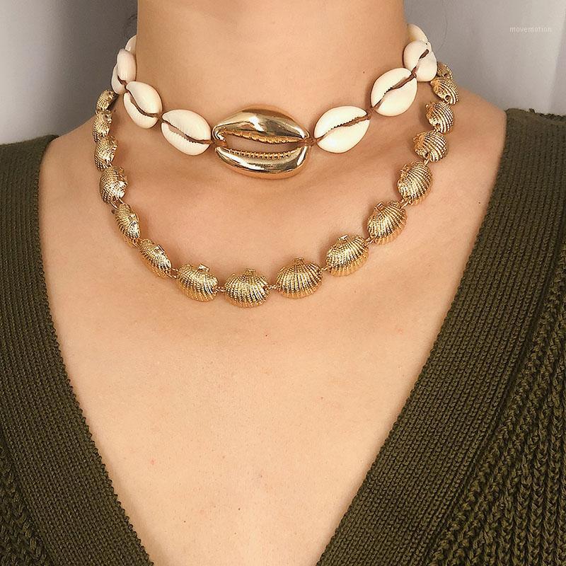 

Ethnic Exaggerated Double Layer Natural Sea Scallop Shell Choker Necklace for Women Bohemia Beach Jewelry Necklace Kolye XR22251