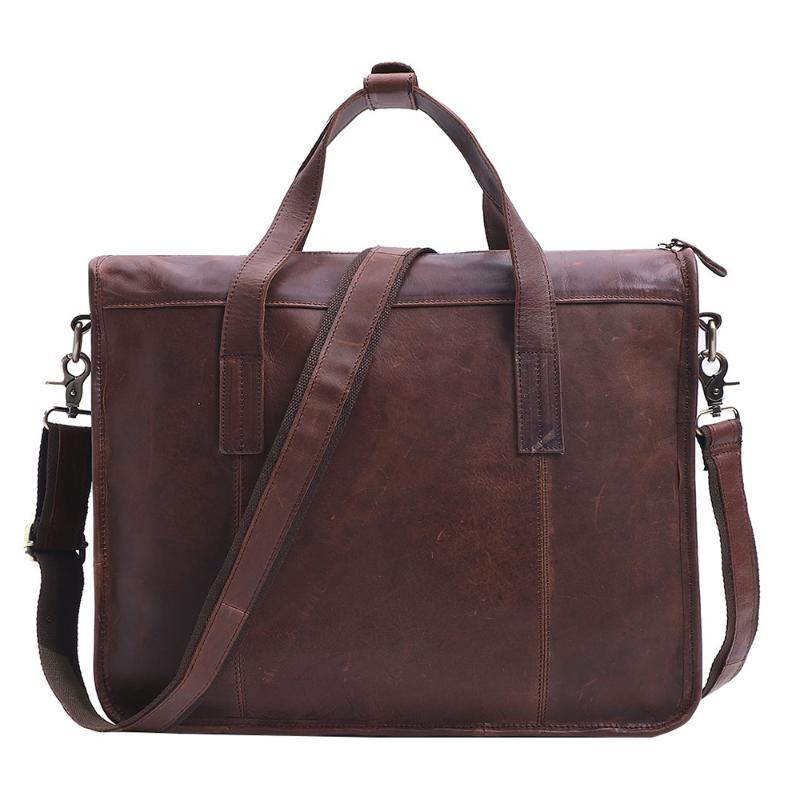 

Nesitu New Vintage Brown Coffee Genuine Leather A4 Office Men Briefcase Messenger Bags Portfolio 14'' Laptop Business M6495