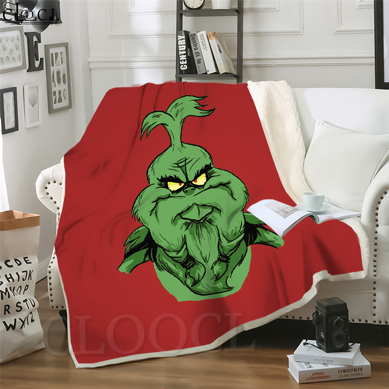 

CLOOCL Grinch Stole Christ The Grinch 3D Print Harajuku Conditioning Blanket Sofa Teens Bedding Throw Blankets Plush Quilt