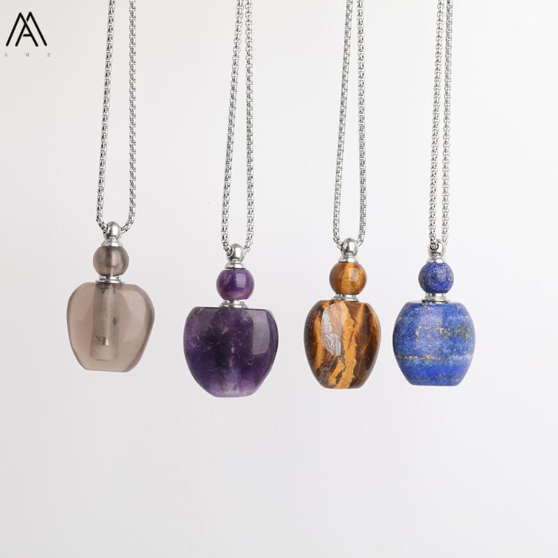 

Natural Gems Stone Lapis Essential Oil Diffsuer Perfume Bottles Pendant Necklace Women Crystal Stone Perfume Jewelry DSS-201AMCE1