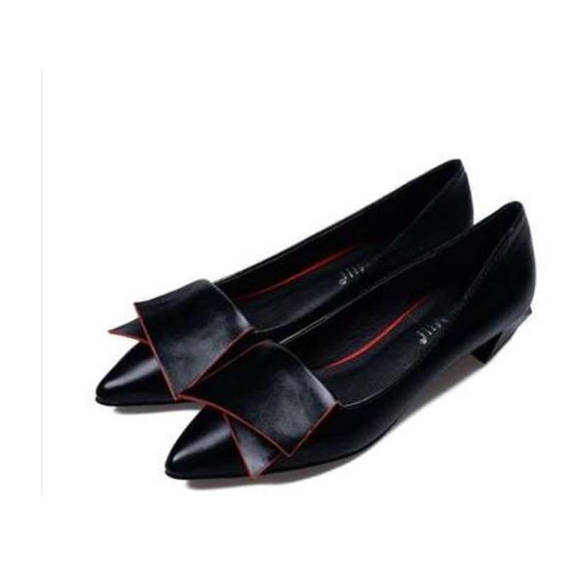 

2021 Women's Shoes in Spring and Autumn New Style Low Heel Pointed End Bowknot @2117 MLU1, Red