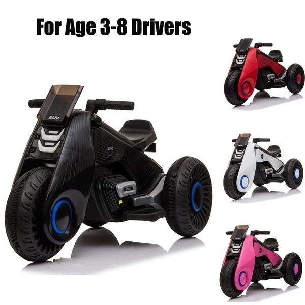 

Kids Ride on Mototcycle Children's Electric Motorcycle 3 Wheels with Double Drive Black/White/Pink/Red