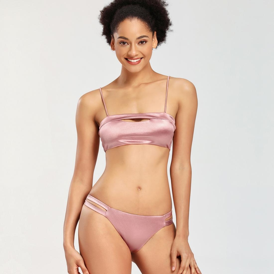 

Women Solid Color Elastic Hollowing Split Bikini Swimsuit