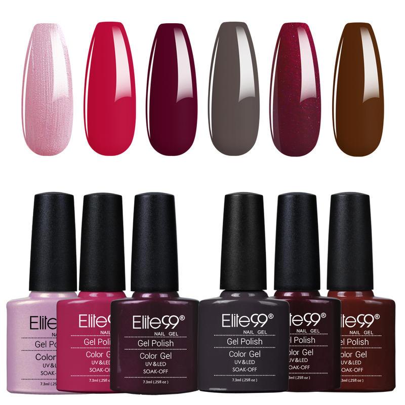 

Elite99 Gel Nail Polish 6PCS/Set Hybrid Varnishes Semi Permanent UV LED Base Top 7.3ml For Nais Art Manicure Kit Gel Polish set