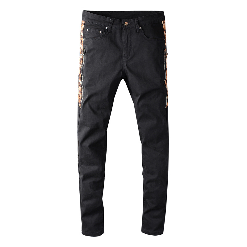 

2021 New New Streetwear Men's Black Denim Breeches Fine Fine-fitting Seam Designer High-quality Hip Jeans Sngw