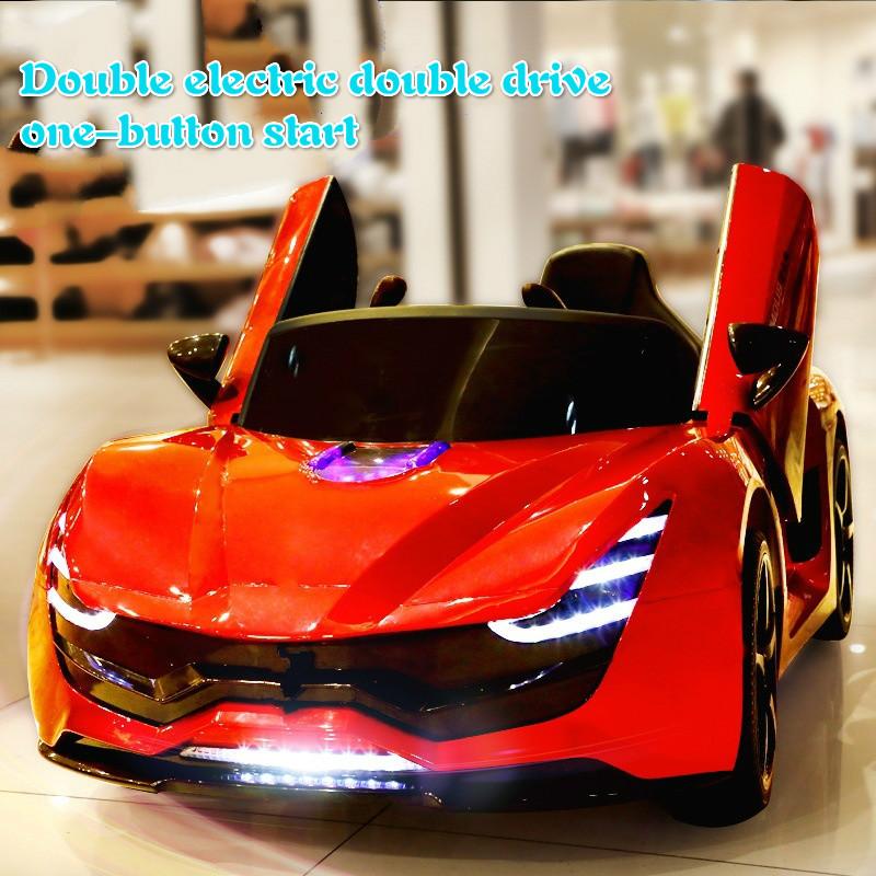 

Children's Electric Car Four-wheel Dual Drive Rubber Wheel Leather Seat 2.4 G Bluetooth Remote Control Car for Kids Ride On