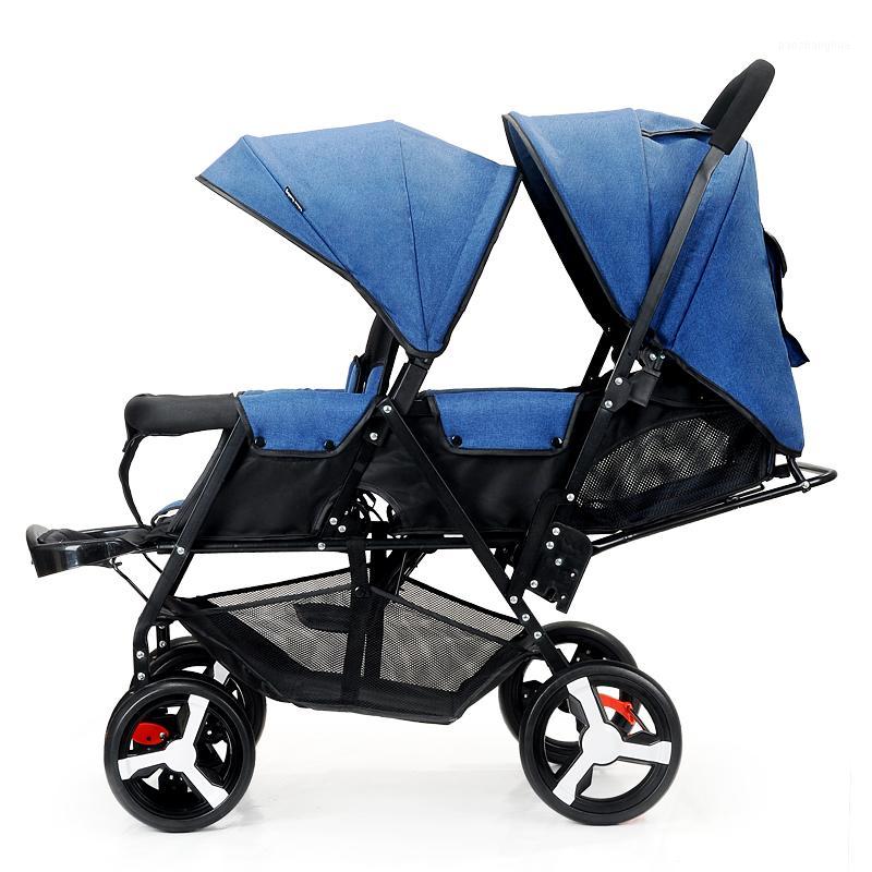 

Twin Baby Stroller Can Sit Lying Lightweight Pram Folding Travel System Two Babies Double Stroller Cart Buggy Pushchair 1 M~4 Y1