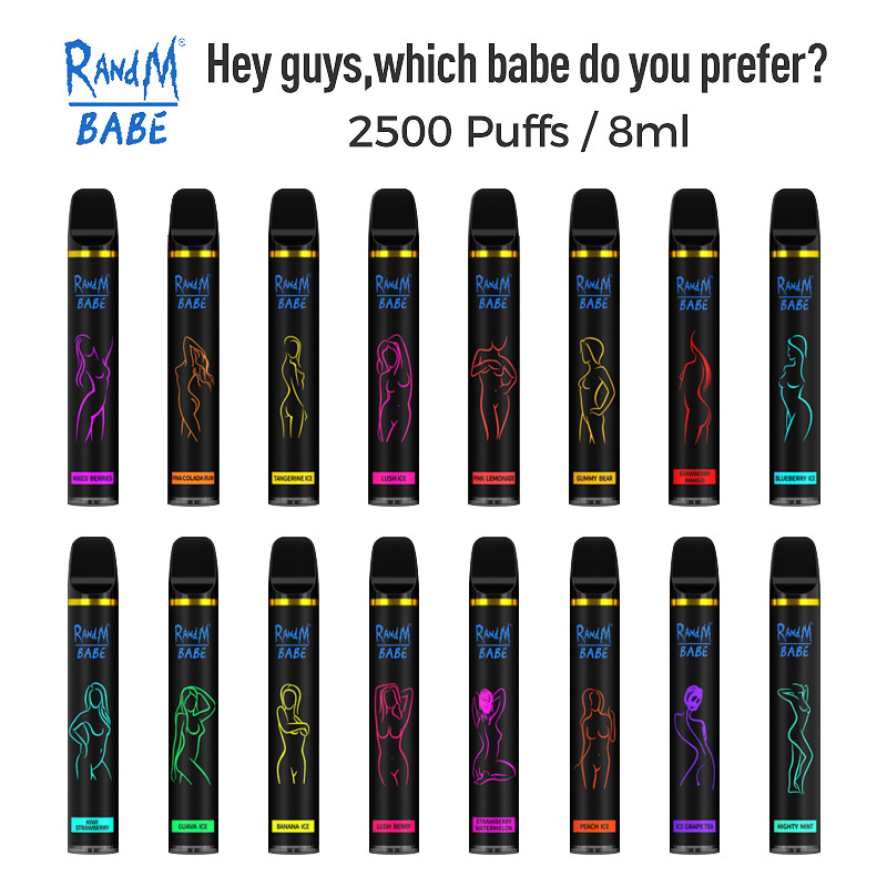 

Original RandM Babe The new cigarettes Disposable Device Kit 8ml Pods 2500Puffs 1100mAh Battery 16 colors Vape Pen XXL VS Puff bars Bang Mesh Coil Elf Bar plus Vige Maxx