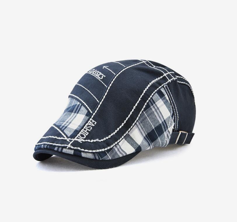 

Brand JAMONT Adjustable outdoor sunshade beret hat tartan stitching embroidery cap, Color 2