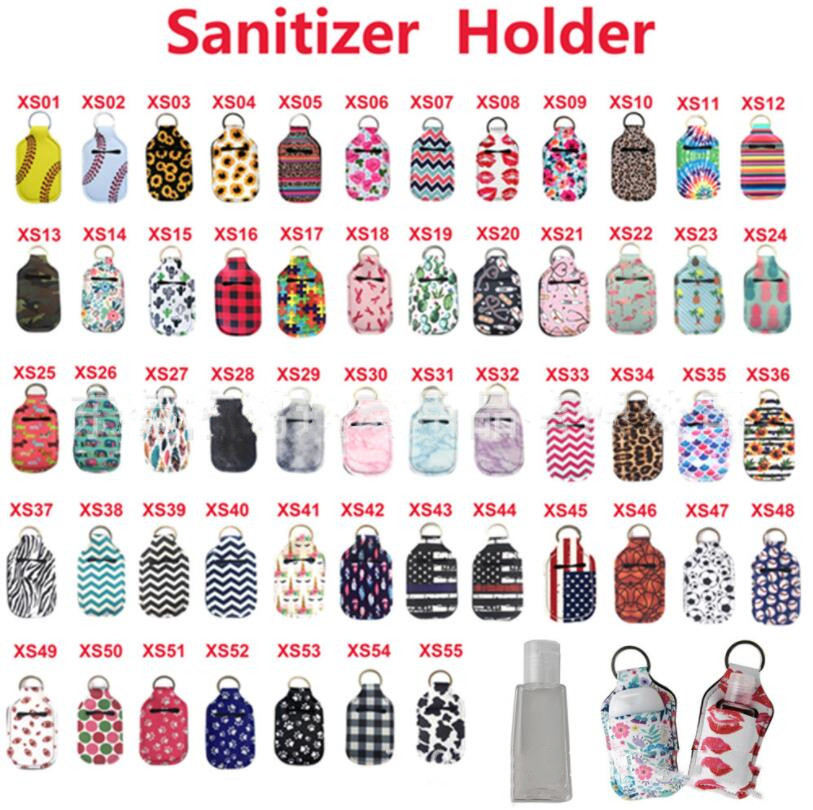 

Neoprene Sanitizer Bottle Holder RTS Perfume Keychain Bags Portable Key Rings Hand Soap Bottle Holder Cover 30ML Empty Bottle LSK1994, As pictures