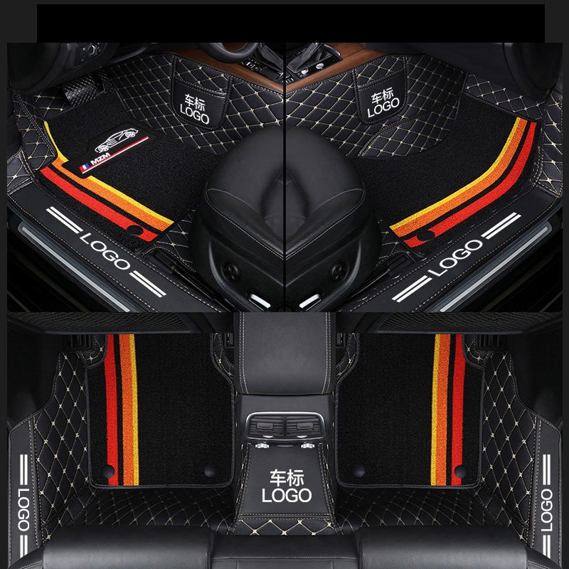 

Custom Fit Car Floor Mats Waterproof Leather ECO friendly Material Specific For Car Double Layers 3 Pcs Full set With Logo Black